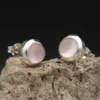 Ohrstecker Rosenquarz schlichte Fassung 925 Silber