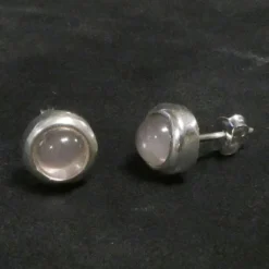 Ohrstecker Rosenquarz schlichte Fassung 925 Silber