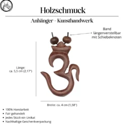 Om Holz Schmuck Anhänger mit Band