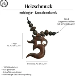 Om Holzschmuck Kette Collier geschnitzt