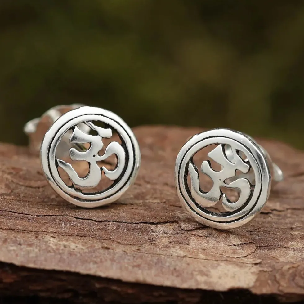 Om Ohrstecker Silber 925 Ohrschmuck Ohrringe