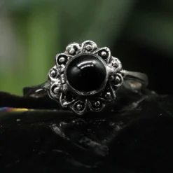 Onyx Silbering Giftring Schmuck Ring 925 mit Fach Silber Damen
