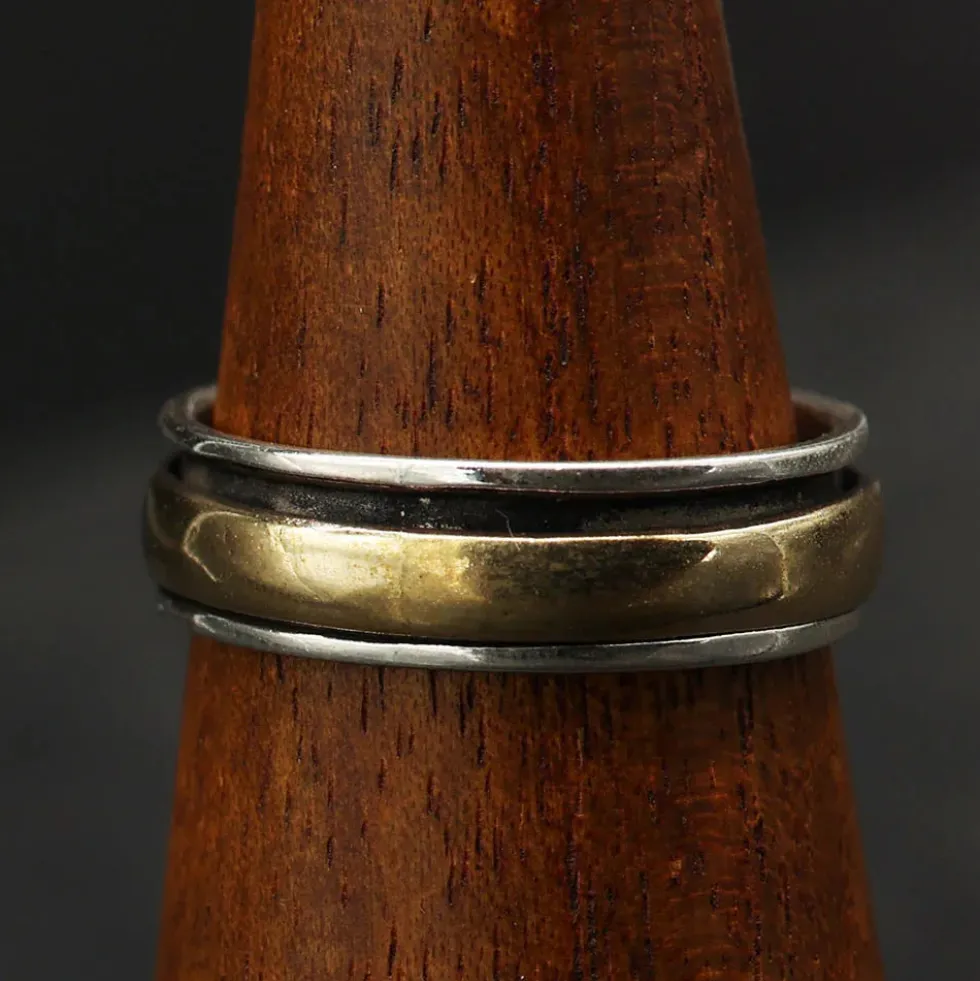 Partner Ring 925 Silber Bronze drehbarer Innen Ring Spinner