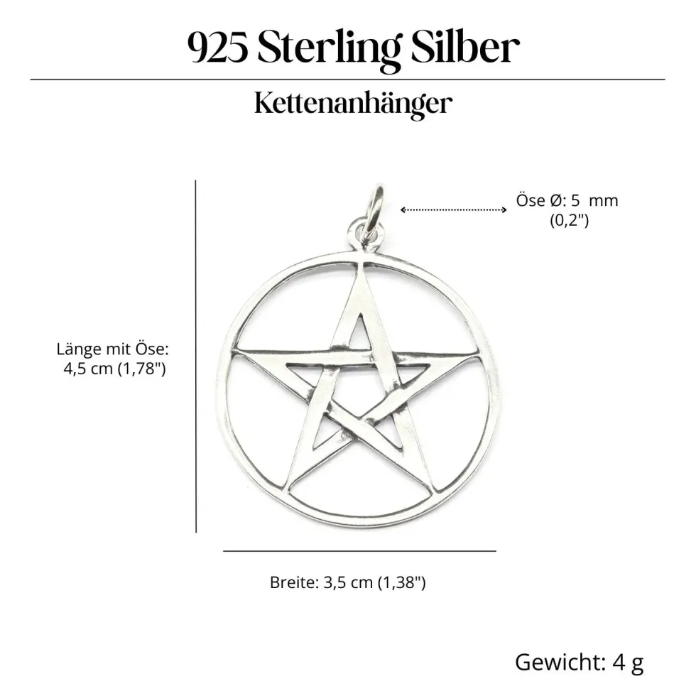 Pentagramm Anhänger Schmuck aus 925 Silber Hexenstern