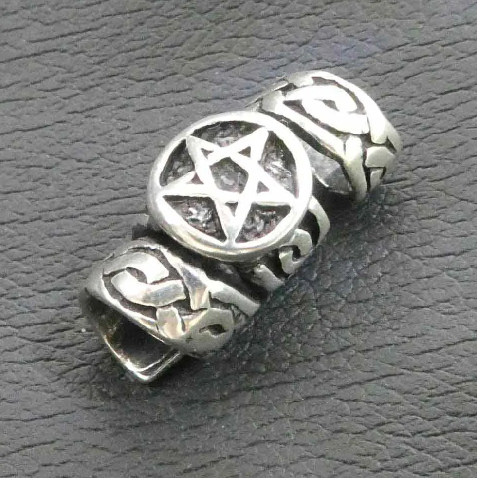 Pentagramm Bartschmuck Silber 925 Bartperle Großlochperle