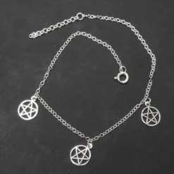 Pentagramm Fußkettchen 925 Sterlingsilber Sommerschmuck
