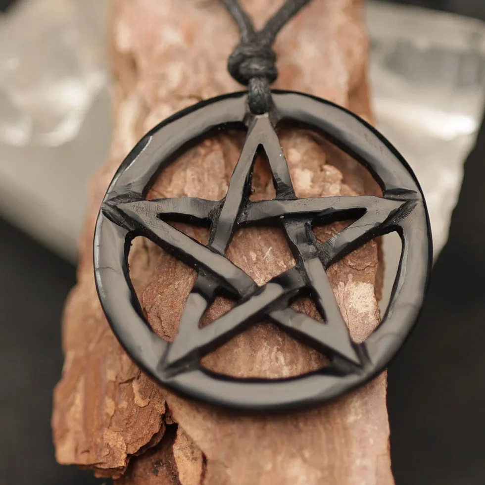 Pentagramm Hornschmuck Anhänger Kette