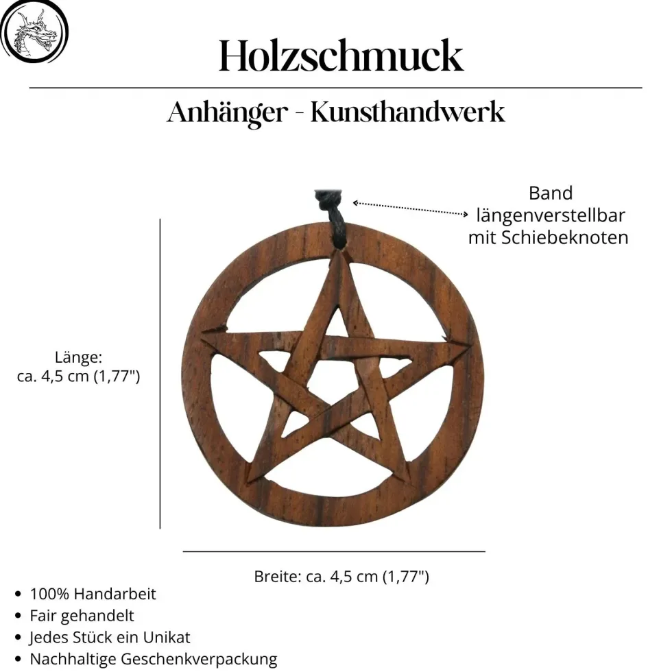 Pentagramm keltischer Holzschmuck 2-farbig