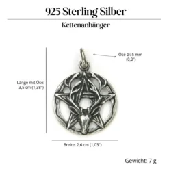 Pentagramm mit Hirschkopf 925 Silber Schmuck Anhänger