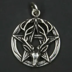Pentagramm mit Hirschkopf 925 Silber Schmuck Anhänger