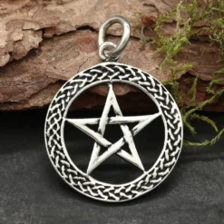 Pentagramm mit Knoten Kettenanhänger 925 Silber Schmuck