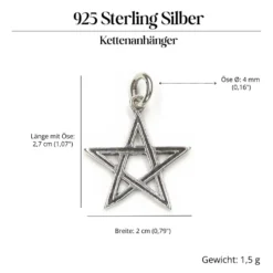 Pentagramm offen Kettenanhänger Silber Schmuck 925 Silber