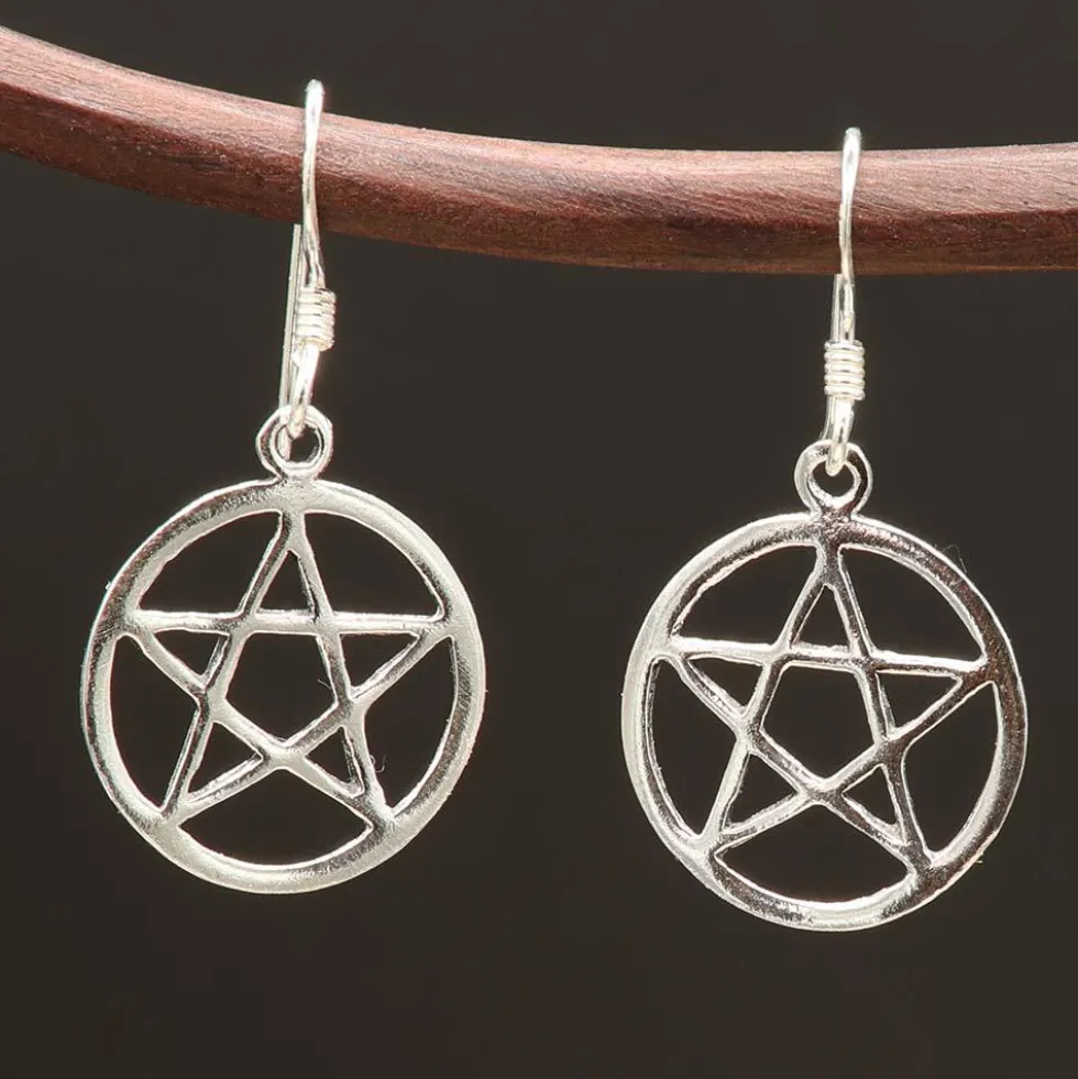 Pentagramm Ohrringe Keltischer Schmuck Ohrhänger 925 Silber Paar