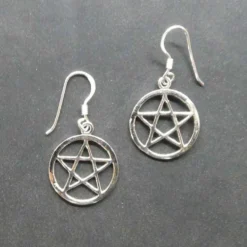 Pentagramm Ohrringe Ø 10mm 925 Silber Ohrhänger Paar