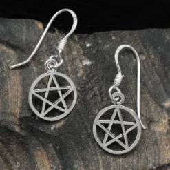 Pentagramm Ohrringe Ø 10mm 925 Silber Ohrhänger Paar