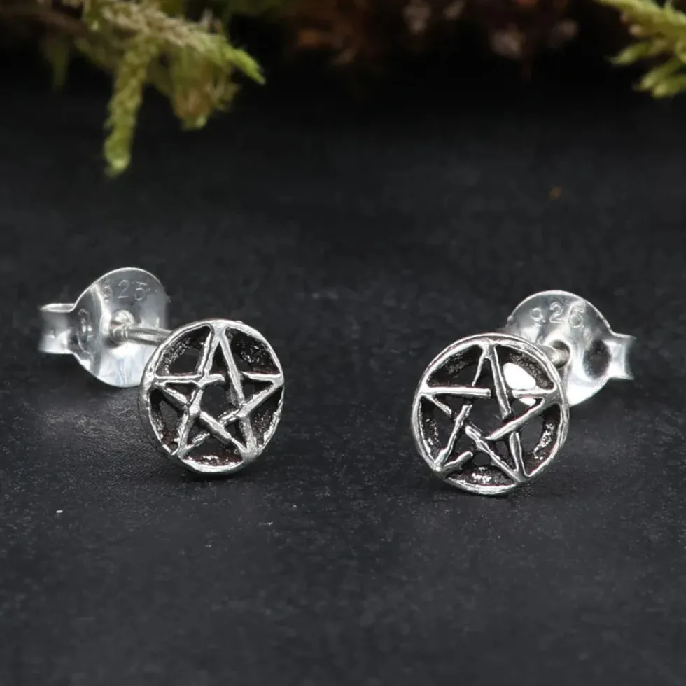 Pentagramm Ohrring 925 Silber Ohrschmuck