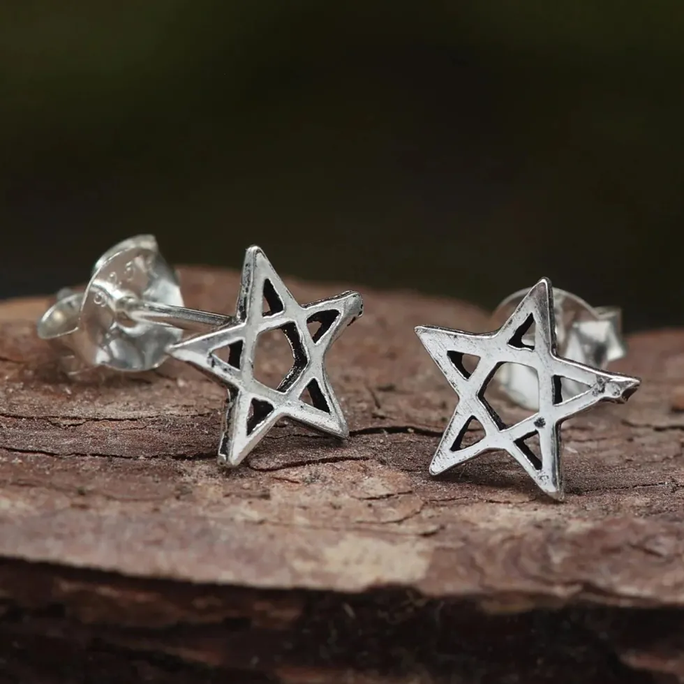 Pentagramm Ohrstecker 925 Silber Ohrschmuck
