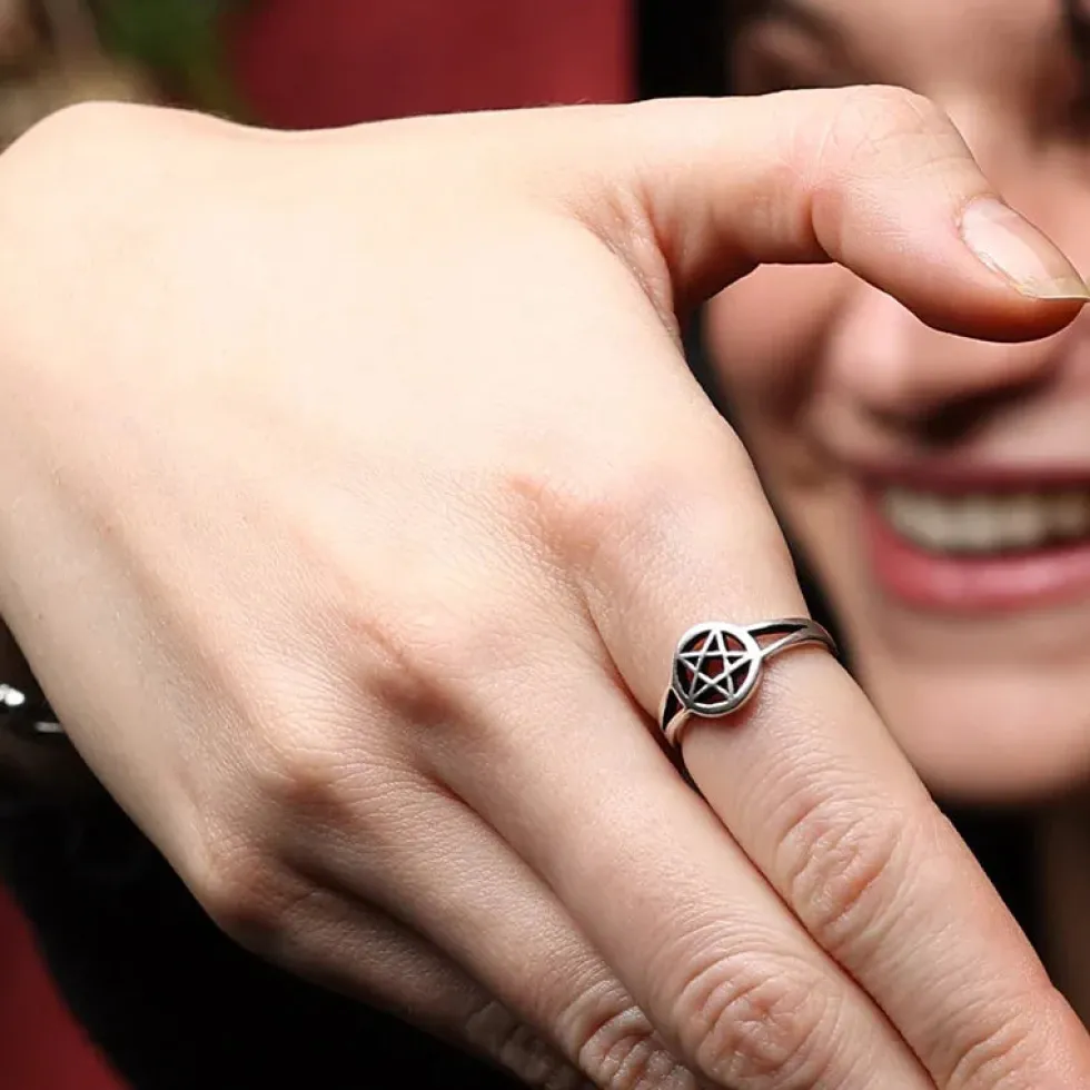 Pentagramm Ring Schmuck hochwertiges 925 Silber