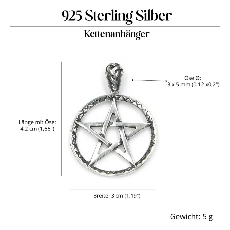Pentagramm Schmuck Anhänger aus 925 Silber