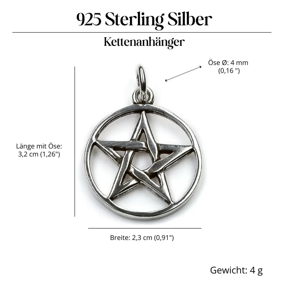 Pentagramm Schmuck Anhänger Silberschmuck Drudenfuß 925 Silber