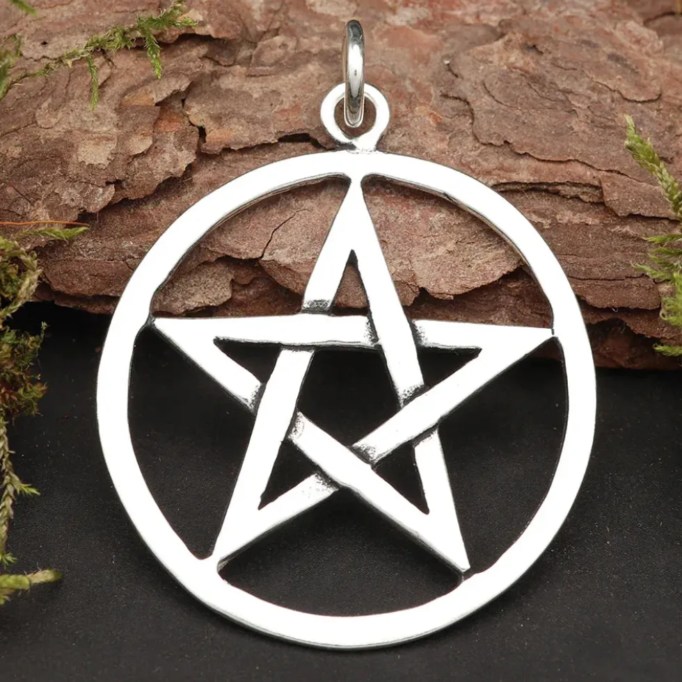 Pentagramm Schmuck Hexenstern 925 Silber Anhänger