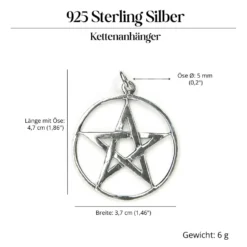 Pentagramm Schmuck Hexenstern 925 Silber Anhänger