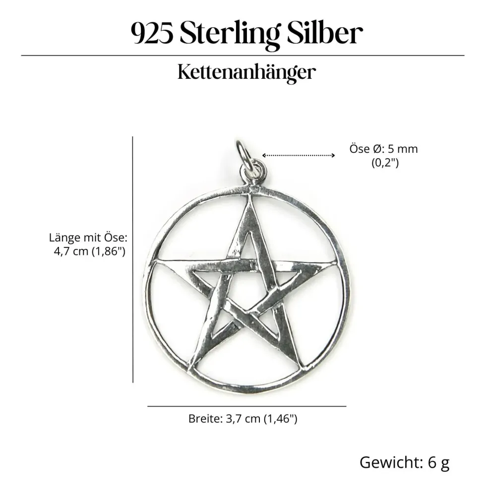 Pentagramm Schmuck Hexenstern 925 Silber Anhänger