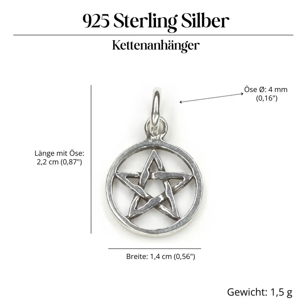 Pentagramm Schmuck klein Anhänger Silberschmuck 925 Silber
