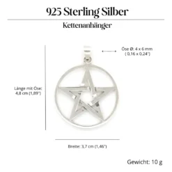 Pentagramm Schmuck Silber Ketten Anhänger 925 Silber