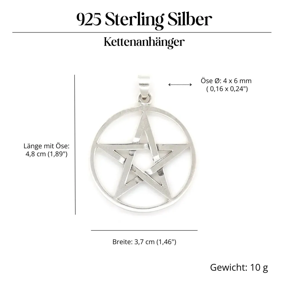 Pentagramm Schmuck Silber Ketten Anhänger 925 Silber