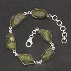 Peridot Armband Silber einreihig Rohsteine edler Armschmuck aus Sterlingsilber