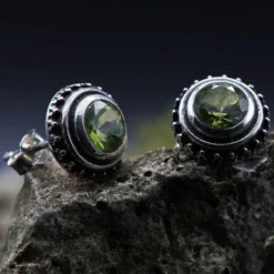 Peridot Ohrstecker Steinschmuck grüner Stein (Paar) 925 Silber