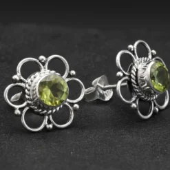 Peridot Ohrstecker Steinschmuck (Paar) 925 Silber