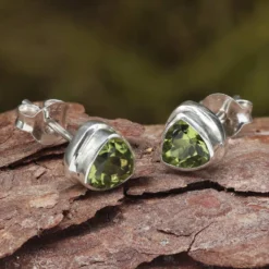 Peridot Ohrstecker Steinschmuck (Paar) 925 Silber