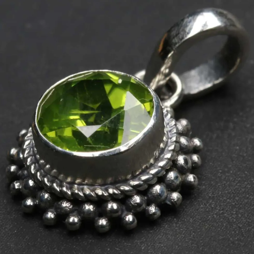 Peridot Silber Anhänger Edelstein 925 Silber