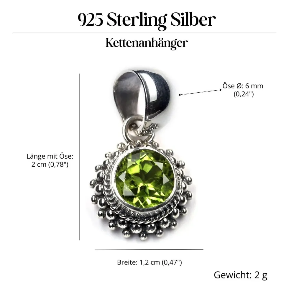 Peridot Silber Anhänger Edelstein 925 Silber