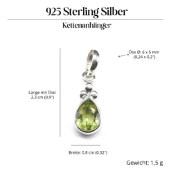 Peridot Steinschmuck Anhänger 925 Silber
