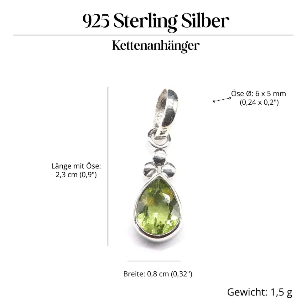Peridot Steinschmuck Anhänger 925 Silber