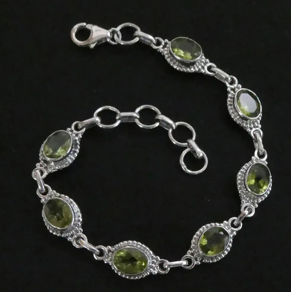 Peridot Steinschmuck edler Damen Armschmuck 925 Silber