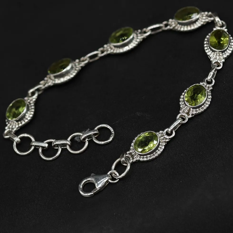 Peridot Steinschmuck edler Damen Armschmuck 925 Silber