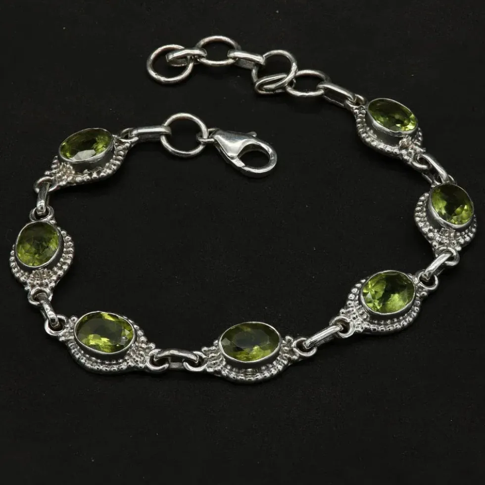 Peridot Steinschmuck edler Damen Armschmuck 925 Silber