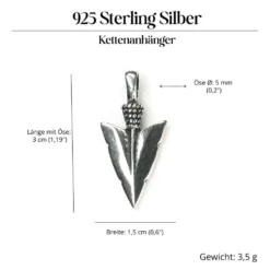 Pfeilspitze Schmuck Anhänger 925 Sterlingsilber