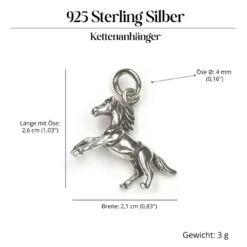 Pferd Schmuck Kettenanhänger 925 Silber