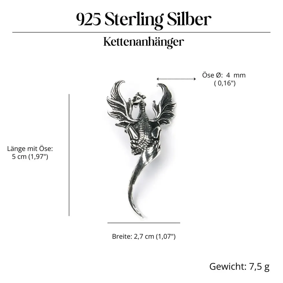 Phönix Schmuck Anhänger Sterlingsilber Phoenix 925 Silber