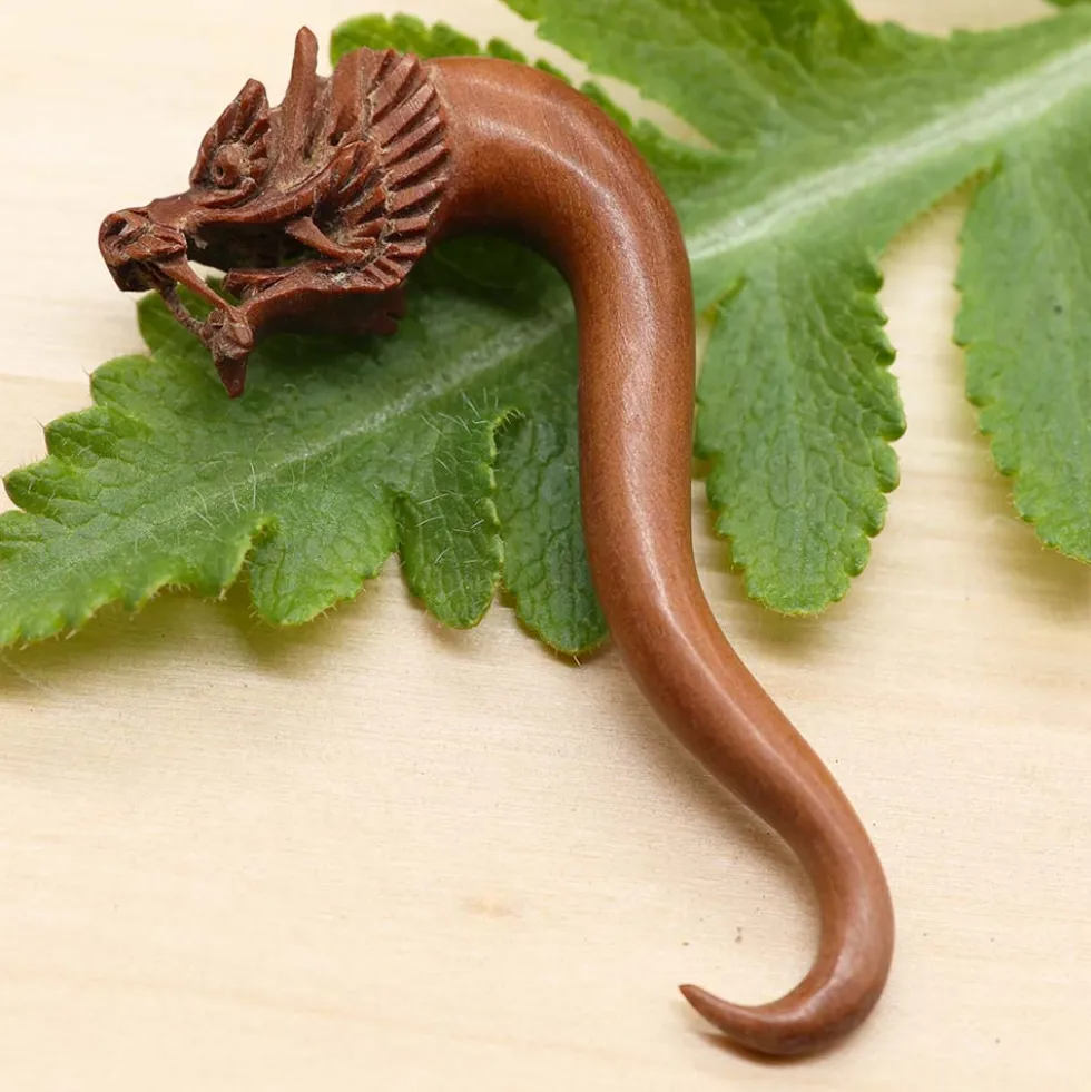 Piercing Ohr Holz Drache Ohrschmuck