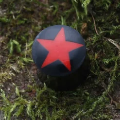 Plug Horn mit Stern rot Ohrpiercing Fleshtunnel