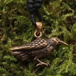 Rabe Anhänger Bronze Kettenanhänger Halskette