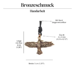 Rabe fliegend Schmuck Bronze Anhänger