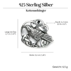 Rabe keltischer Schmuck Anhänger aus Silber 925