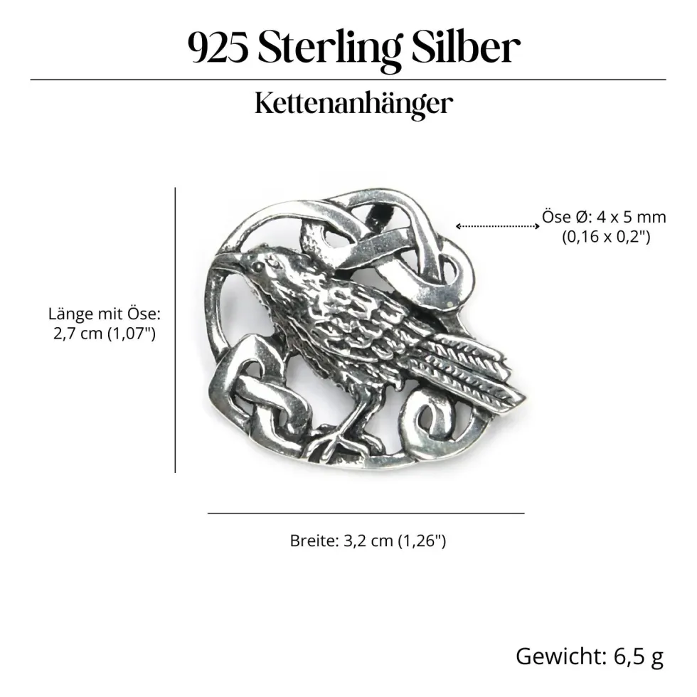Rabe keltischer Schmuck Anhänger aus Silber 925